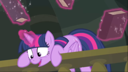 Size: 1367x770 | Tagged: safe, screencap, twilight sparkle, alicorn, pony, equestria girls, equestria girls specials, g4, my little pony equestria girls: better together, my little pony equestria girls: forgotten friendship, balcony, book, cropped, excited, female, glowing horn, horn, levitation, magic, solo, telekinesis, twilight sparkle (alicorn), wide eyes