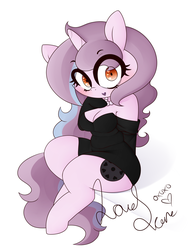 Size: 2400x3200 | Tagged: safe, artist:fullmetalpikmin, oc, oc:love scene, anthro, arm hooves, black dress, breasts, chubby, clothes, dress, female, gloves, high res, jewelry, lipstick, makeup, milf, necklace, signature, wingding eyes