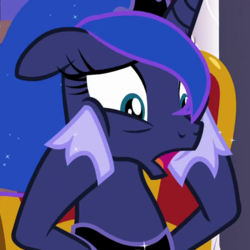 Size: 510x510 | Tagged: safe, screencap, princess luna, alicorn, pony, a royal problem, g4, cropped, female, floppy ears, hooves on cheeks, mare, open mouth, solo