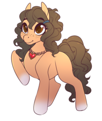 Size: 707x841 | Tagged: artist needed, safe, oc, oc only, earth pony, pony, cute, female, freckles, jewelry, mare, necklace, raised hoof, simple background, solo, white background