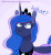 Size: 559x608 | Tagged: dead source, safe, artist:eve-of-halloween, princess luna, alicorn, pony, hallowverse, g4, alternate universe, animated, animation test, annoyed, ask, askmotherlyluna, female, floppy ears, glare, mare, simple background, solo, talking to viewer, tumblr, wavy mane