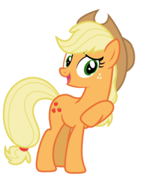 Size: 5465x6799 | Tagged: safe, artist:estories, applejack, earth pony, pony, g4, absurd resolution, female, looking at you, open mouth, raised hoof, simple background, solo, transparent background, vector