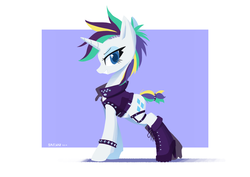 Size: 2000x1414 | Tagged: safe, artist:satv12, rarity, pony, unicorn, g4, it isn't the mane thing about you, alternate hairstyle, boots, clothes, female, mare, punk, raripunk, shoes, solo