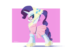 Size: 2000x1414 | Tagged: safe, artist:satv12, rarity, pony, g4, sleepless in ponyville, camping outfit, clothes, dress, female, glasses, mare, solo