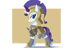 Size: 2000x1414 | Tagged: safe, artist:satv12, rarity, pony, unicorn, g4, sparkle's seven, armor, armorarity, female, helmet, looking at you, mare, royal guard rarity, solo
