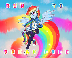 Size: 1280x1024 | Tagged: safe, artist:tylerdashart, rainbow dash, anthro, equestria girls, equestria girls series, run to break free, spoiler:eqg series (season 2), clothes, female, geode of super speed, magical geodes, ponied up, shoes, sneakers, solo, wings