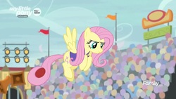 Size: 1280x720 | Tagged: safe, screencap, fluttershy, pony, common ground, g4, ball, female, mare, solo, tail hold