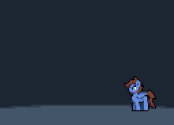 Size: 512x368 | Tagged: safe, artist:bitassembly, oc, oc only, oc:bizarre song, pony, abstract background, animated, baseball bat, bipedal, hoof hold, pixel art, solo