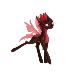 Size: 2100x2100 | Tagged: safe, artist:phi, oc, oc only, changeling, changeling oc, high res, holeless, red changeling, red eyes, simple background, solo, transparent background