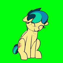 Size: 1080x1080 | Tagged: safe, artist:shinodage, edit, oc, oc only, oc:apogee, pegasus, pony, animated, body freckles, chroma key, dancing, dancing apogee, ear freckles, eyes closed, female, filly, freckles, no sound, sitting, smiling, teenager, webm, youtube link