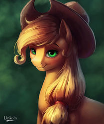 Size: 1600x1913 | Tagged: safe, artist:l1nkoln, applejack, earth pony, pony, g4, cute, detailed, female, hat, jackabetes, looking at you, mare, solo