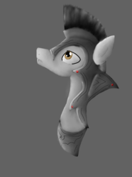 Size: 978x1317 | Tagged: safe, artist:mr100dragon100, pony, vampire, bust, gray background, guard, simple background