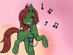 Size: 1920x1440 | Tagged: safe, artist:inanimatelotus, oc, oc:herbal remedy, crystal pony, earth pony, pony, dancing, music, music notes