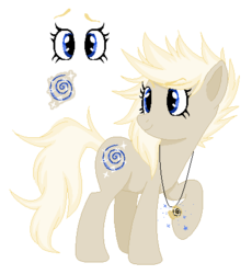 Size: 411x447 | Tagged: safe, artist:lynxxit, artist:selenaede, oc, oc only, oc:time turner, earth pony, pony, base used, bio in the source, cutie mark, female, jewelry, mare, necklace, next generation, offspring, parent:derpy hooves, parent:doctor whooves, parents:doctorderpy, raised hoof, reference sheet, simple background, solo, transparent background