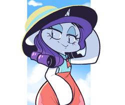 Size: 962x810 | Tagged: safe, artist:sourspot, rarity, pony, unicorn, g4, clothes, cute, dress, female, floppy ears, hat, mare, raribetes, solo