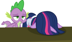 Size: 3572x2091 | Tagged: safe, artist:frownfactory, spike, twilight sparkle, alicorn, dragon, pony, g4, the point of no return, .svg available, facedesk, female, high res, horn, male, mare, saddle bag, simple background, svg, transparent background, twilight sparkle (alicorn), vector, winged spike, wings