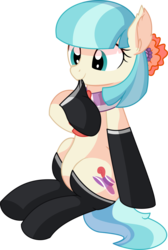 Size: 5395x8023 | Tagged: safe, artist:cyanlightning, coco pommel, earth pony, pony, g4, .svg available, absurd resolution, clothes, cross-eyed, ear fluff, female, mare, simple background, sitting, smiling, socks, solo, transparent background, vector