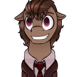 Size: 600x600 | Tagged: safe, artist:b(r)at, doctor whooves, time turner, oc, oc:yandere whooves, pony, g4, animated, clothes, gif, necktie, smiling, suit, yan!doc au, yandere