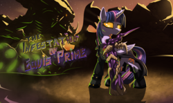 Size: 2350x1400 | Tagged: safe, artist:sw1tchbl4de, twilight sparkle, alicorn, pony, fanfic:the infestation of equis prime, g4, clothes, crossover, fanfic, fanfic art, fanfic cover, glowing eyes, infestation, starcraft, twilight sparkle (alicorn)