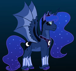 Size: 1280x1189 | Tagged: safe, artist:quincydragon, princess luna, pony, g4, bat wings, cloven hooves, female, solo, wings