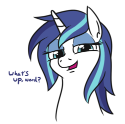 Size: 513x511 | Tagged: safe, artist:jargon scott, shining armor, pony, unicorn, g4, bust, eyeshadow, female, gleaming shield, lidded eyes, looking at you, makeup, mare, open mouth, rule 63, simple background, smiling, solo, white background