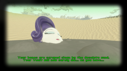 Size: 1278x716 | Tagged: safe, artist:personsix, edit, rarity, equestria girls, g4, 3d, fallout, female, gmod, meme, mud, quicksand, relaxing, sand, sinking, solo
