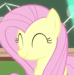 Size: 359x360 | Tagged: safe, screencap, fluttershy, pegasus, pony, g4, teacher of the month (episode), spoiler:interseason shorts, animated, chalkboard, cropped, cute, dancing, eyes closed, female, gif, headbob, hnnng, mare, party soft, shyabetes, smiling, solo