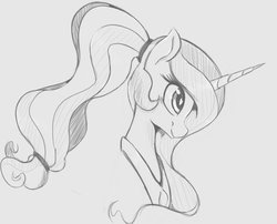 Size: 1131x915 | Tagged: safe, artist:tre, princess cadance, alicorn, pony, g4, bust, female, grayscale, mare, monochrome, ponytail, simple background, solo