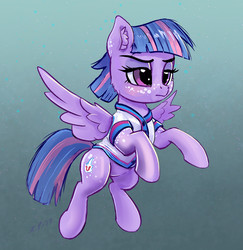 Size: 2807x2892 | Tagged: safe, artist:xbi, wind sprint, pegasus, pony, common ground, g4, abstract background, clothes, female, filly, flying, freckles, high res, not twilight sparkle, solo