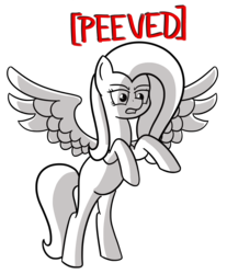 Size: 3676x4443 | Tagged: safe, artist:czu, fluttershy, pony, g4, angry, peeved, rearing, semi-vulgar, solo, spread wings, wings