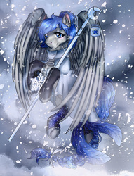 Size: 1300x1700 | Tagged: safe, artist:ali-selle, oc, oc only, oc:star catcher, pegasus, pony, female, mare, solo, staff