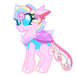Size: 768x768 | Tagged: safe, artist:awoomarblesoda, oc, oc only, oc:confectionery, changedling, changeling, changedling oc, changeling oc, female, pink changeling, simple background, solo, transparent background