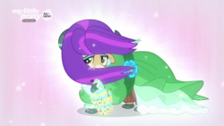 Size: 1920x1080 | Tagged: safe, screencap, yona, yak, g4, she's all yak, alternate hairstyle, clothes, cloven hooves, discovery family logo, dress, ear piercing, earring, female, jewelry, piercing, puffy sleeves, solo, wig