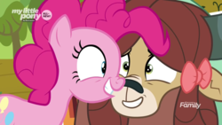 Size: 1920x1080 | Tagged: safe, screencap, pinkie pie, yona, g4, she's all yak, boop, discovery family logo, noseboop