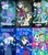 Size: 800x913 | Tagged: safe, edit, indigo zap, rainbow dash, trixie, human, pegasus, pony, unicorn, equestria girls, g4, equestria girls ponified, horn, human ponidox, pegasus indigo zap, ponified, self ponidox