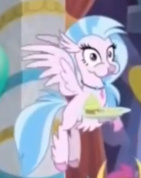 Size: 248x313 | Tagged: safe, screencap, silverstream, smolder, g4, she's all yak, aweeg*, cropped, cupcake, food, puffy cheeks, solo focus