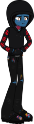 Size: 601x2150 | Tagged: safe, artist:lightningbolt, derpibooru exclusive, equestria girls, g4, .svg available, belt, blushing, boots, bring me the horizon, clothes, equestria girls-ified, frown, hand in pocket, hood up, hoodie, jeans, lip piercing, male, oliver sykes, paint stains, paintbrush, pants, piercing, ripped jeans, sad, seatbelt belt, shoes, show accurate, shy, simple background, solo, standing, svg, transparent background, vector