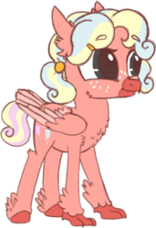 Size: 411x601 | Tagged: safe, artist:cottoncandydeer, oc, oc only, oc:confetti, classical hippogriff, hippogriff, base used, chest fluff, female, filly, magical lesbian spawn, offspring, parent:pinkie pie, parent:princess skystar, parents:skypie, simple background, solo, transparent background