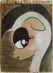 Size: 1497x2073 | Tagged: safe, artist:aracage, lyra heartstrings, pony, g4, bedroom eyes, bust, female, photo, portrait, solo, traditional art