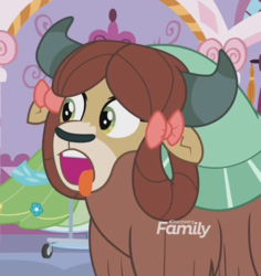 Size: 579x614 | Tagged: safe, screencap, yona, g4, she's all yak, cropped, discovery family logo, open mouth, tongue out