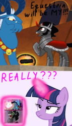 Size: 400x700 | Tagged: safe, edit, edited screencap, screencap, grogar, king sombra, twilight sparkle, alicorn, pony, g4, the beginning of the end, grammar error, twilight sparkle (alicorn), vector