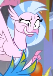 Size: 539x780 | Tagged: safe, screencap, gallus, silverstream, smolder, classical hippogriff, hippogriff, she's all yak, amused, claws, cropped, cute, diastreamies, dreamworks face, faic, female, flying, grin, head feathers, hypocrisy, hypocritical humor, jewelry, look who's talking, necklace, pearl necklace, pointing, raised eyebrow, shrunken pupils, smiling, solo focus, talons, you look so weird