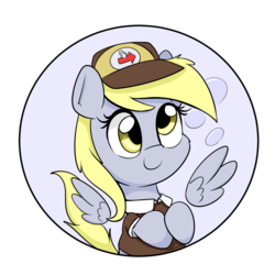 Size: 1500x1500 | Tagged: safe, artist:taurson, derpy hooves, pegasus, pony, g4, clothes, cute, derpabetes, female, floating wings, mare, simple background, smiling, solo, transparent background, wings