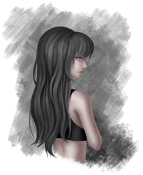 Size: 801x977 | Tagged: safe, artist:amarthgul, octavia melody, human, g4, clothes, female, humanized, simple background, solo, sports bra, transparent background