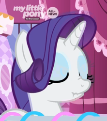Size: 821x930 | Tagged: safe, screencap, rarity, pony, g4, she's all yak, cropped, eyes closed, scrunchy face