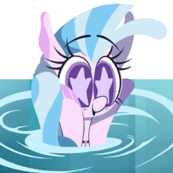 Size: 1000x1000 | Tagged: safe, artist:dragonpone, derpibooru exclusive, silverstream, seapony (g4), g4, what lies beneath, blush sticker, blushing, cute, diastreamies, excited, female, happy, hooves on cheeks, lineless, open mouth, scene interpretation, seapony silverstream, simple background, solo, starry eyes, transparent background, water, wide eyes, wingding eyes