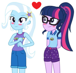 Size: 1024x974 | Tagged: safe, edit, sci-twi, trixie, twilight sparkle, equestria girls, g4, my little pony equestria girls: legend of everfree, camp everfree outfits, female, lesbian, ship:sci-twixie, ship:twixie, shipping