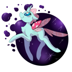 Size: 540x540 | Tagged: dead source, safe, artist:sketckpad1, ocellus, changedling, changeling, g4, abstract background, chest fluff, cute, diaocelles, female, fluffy changeling, leg fluff, profile, solo