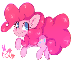 Size: 688x600 | Tagged: safe, artist:marychic, pinkie pie, earth pony, pony, g4, blushing, chibi, cute, diapinkes, ear fluff, female, heart eyes, mare, simple background, solo, white background, wingding eyes