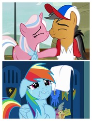 Size: 3106x4096 | Tagged: safe, screencap, clear sky, quibble pants, rainbow dash, earth pony, pegasus, pony, unicorn, common ground, g4, parental glideance, crying, sad, shipping denied